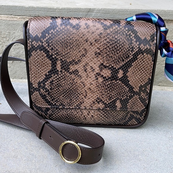 Cuyana Handbags - CUYANA LEATHER SNAKE EMBOSSED CROSSBODY BAG